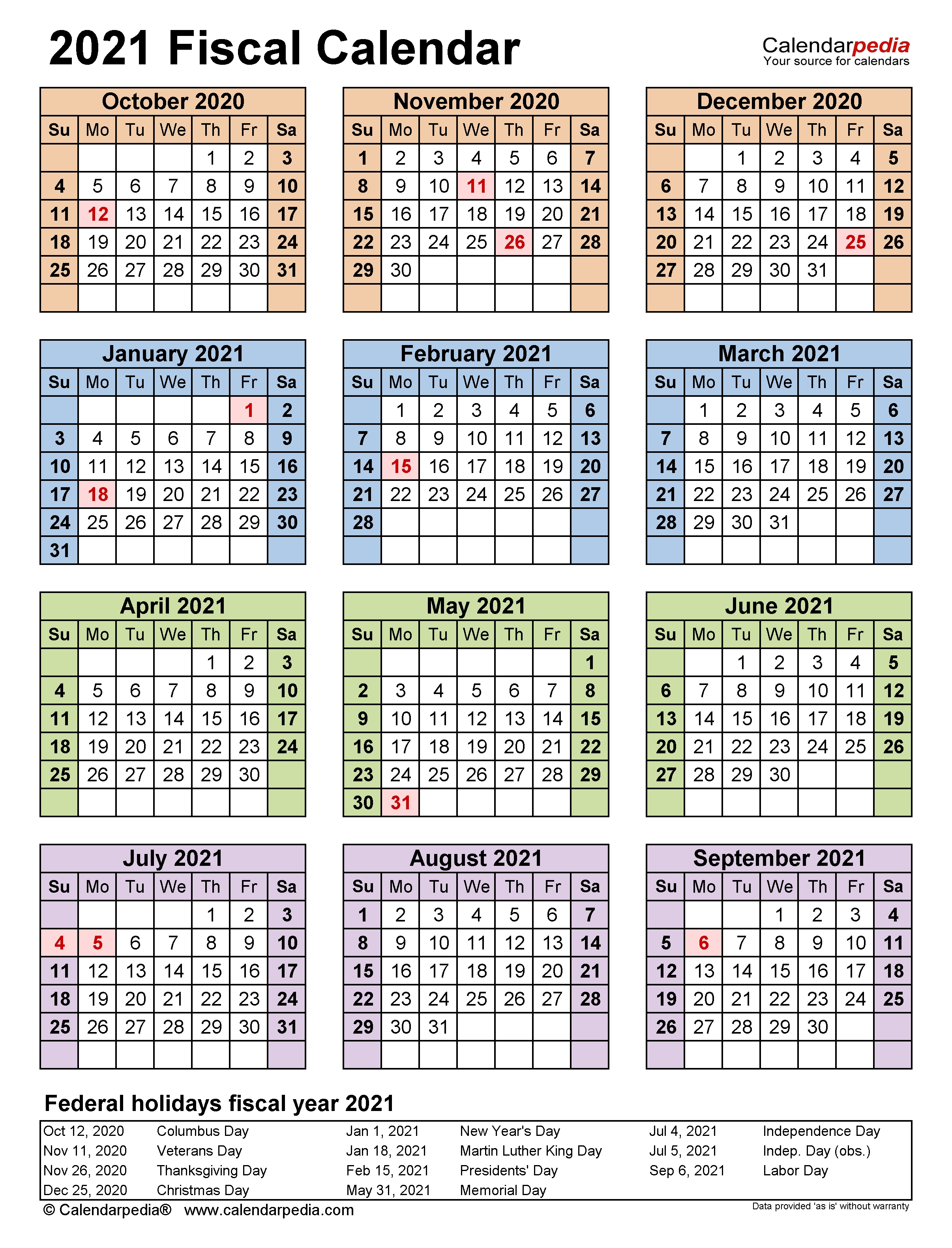 Fiscal Calendars 2021 - Free Printable Pdf Templates  2021 Financial Year Calendar Australia