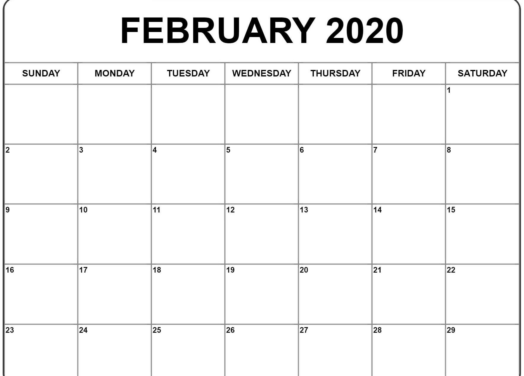 Free 2020 Editable February Calendar Blank Template  Free Editable 2020 Monthly Calendars With Notes