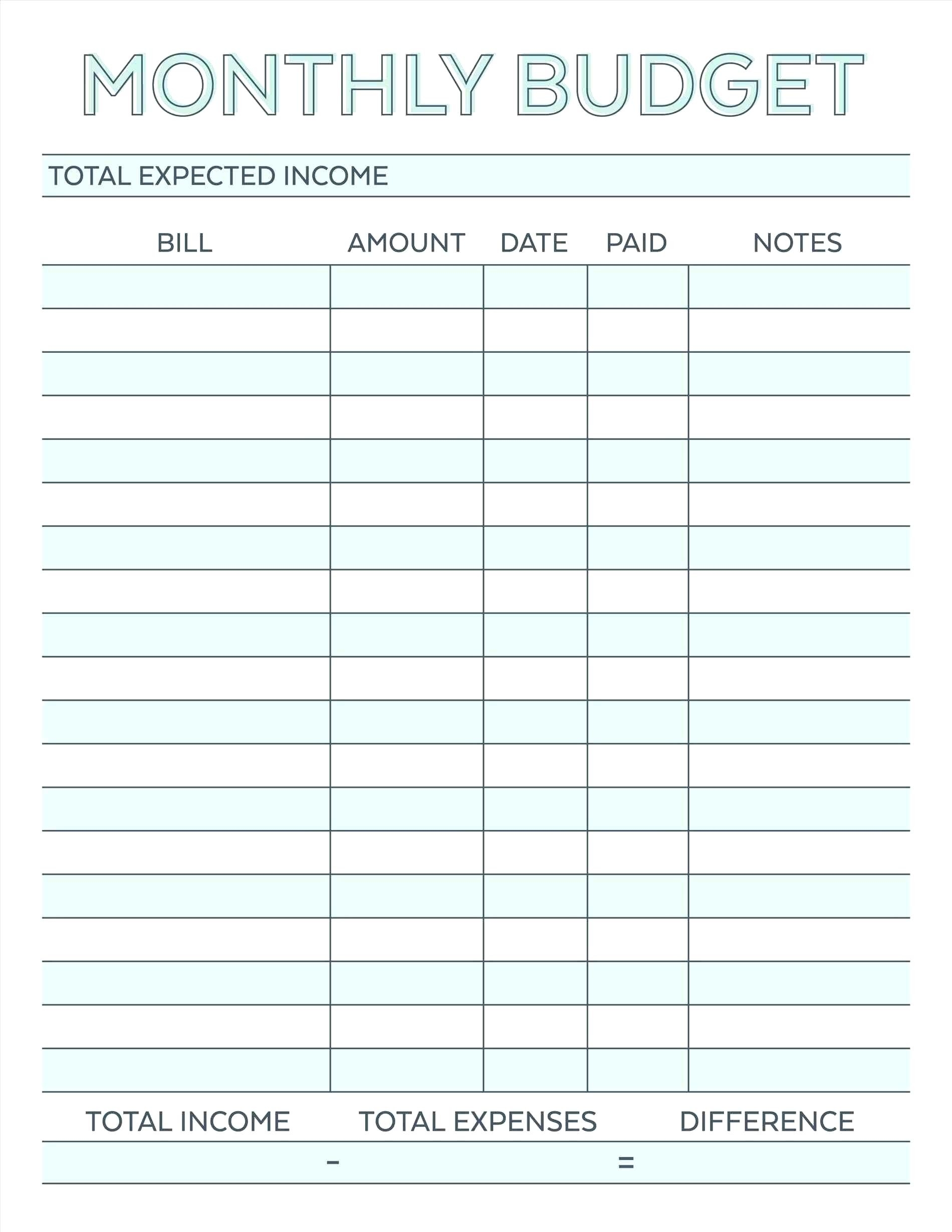 Free Bill Tracking Sheet Tracker Template Household Expense  Bill Worksheet Template