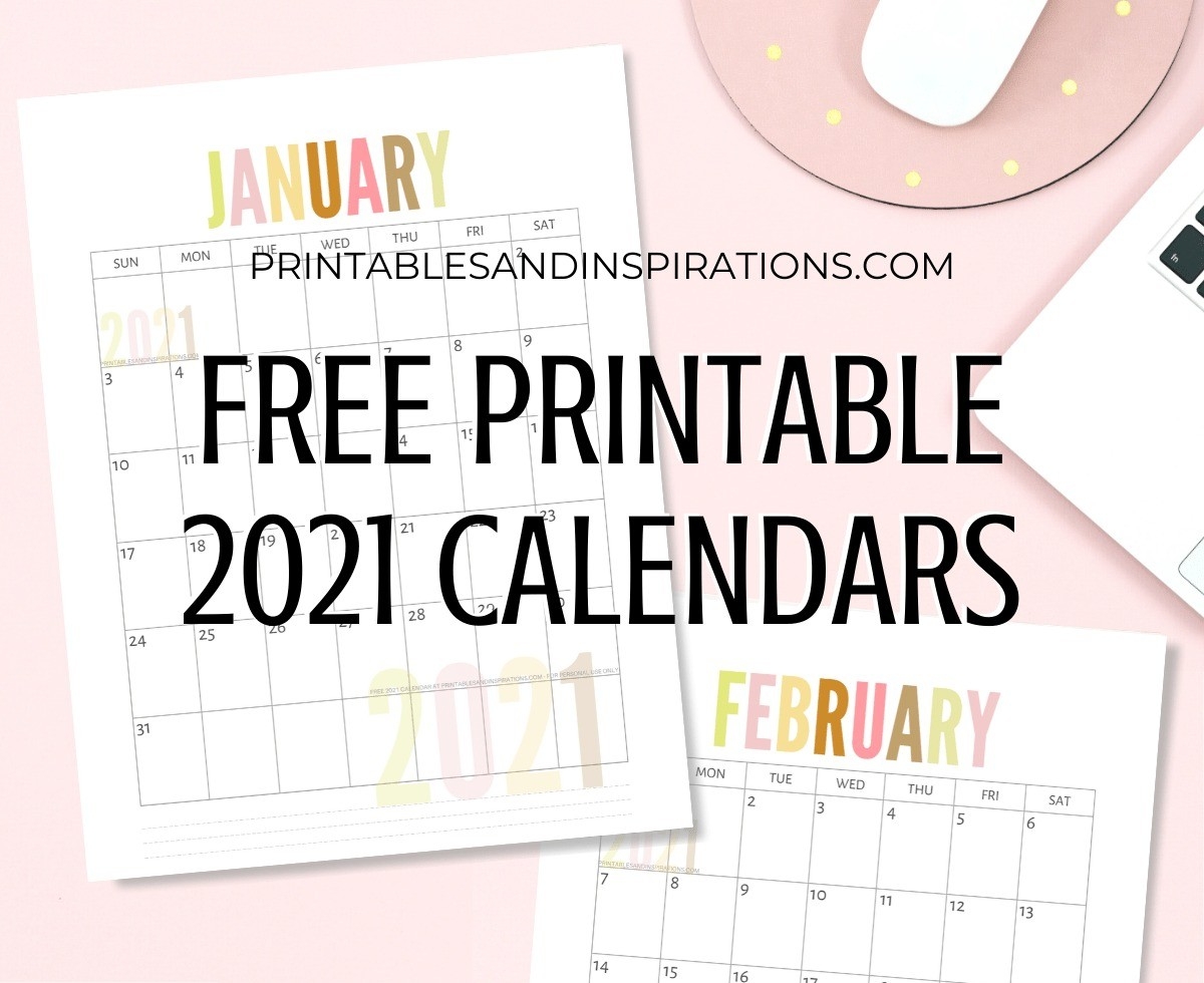 Free Printable 2021 Calendar Pdf - Printables And Inspirations  Free 2021 Monthly Calendar Printable Pdf
