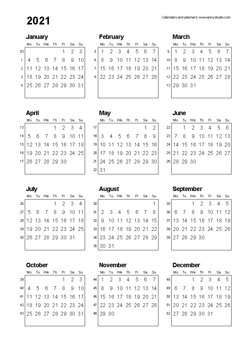 Free Printable Calendars And Planners 2020, 2021, 2022  2021 Free Printable Calendars Without Downloading