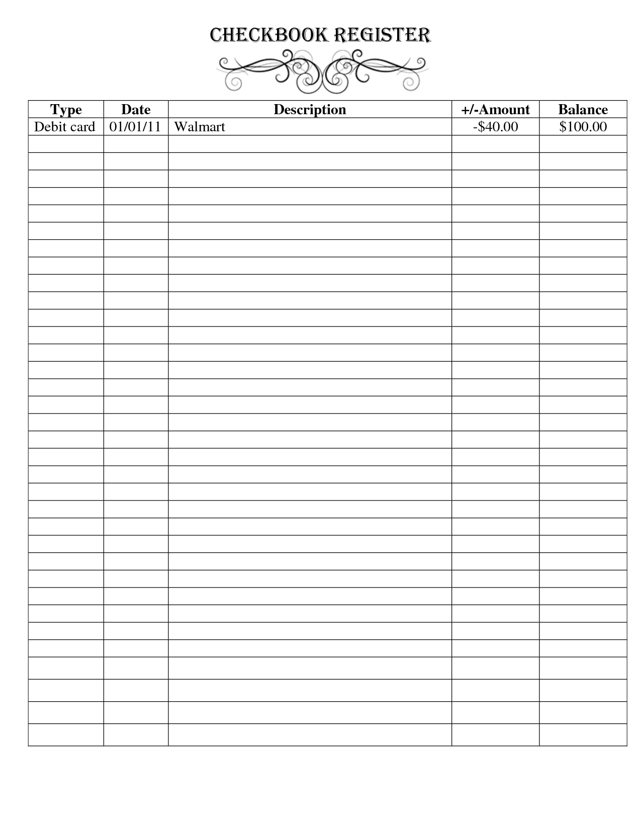 Free Printable Checkbook Register Templates … | Checkbook  Printable Checkbook Size Calendar