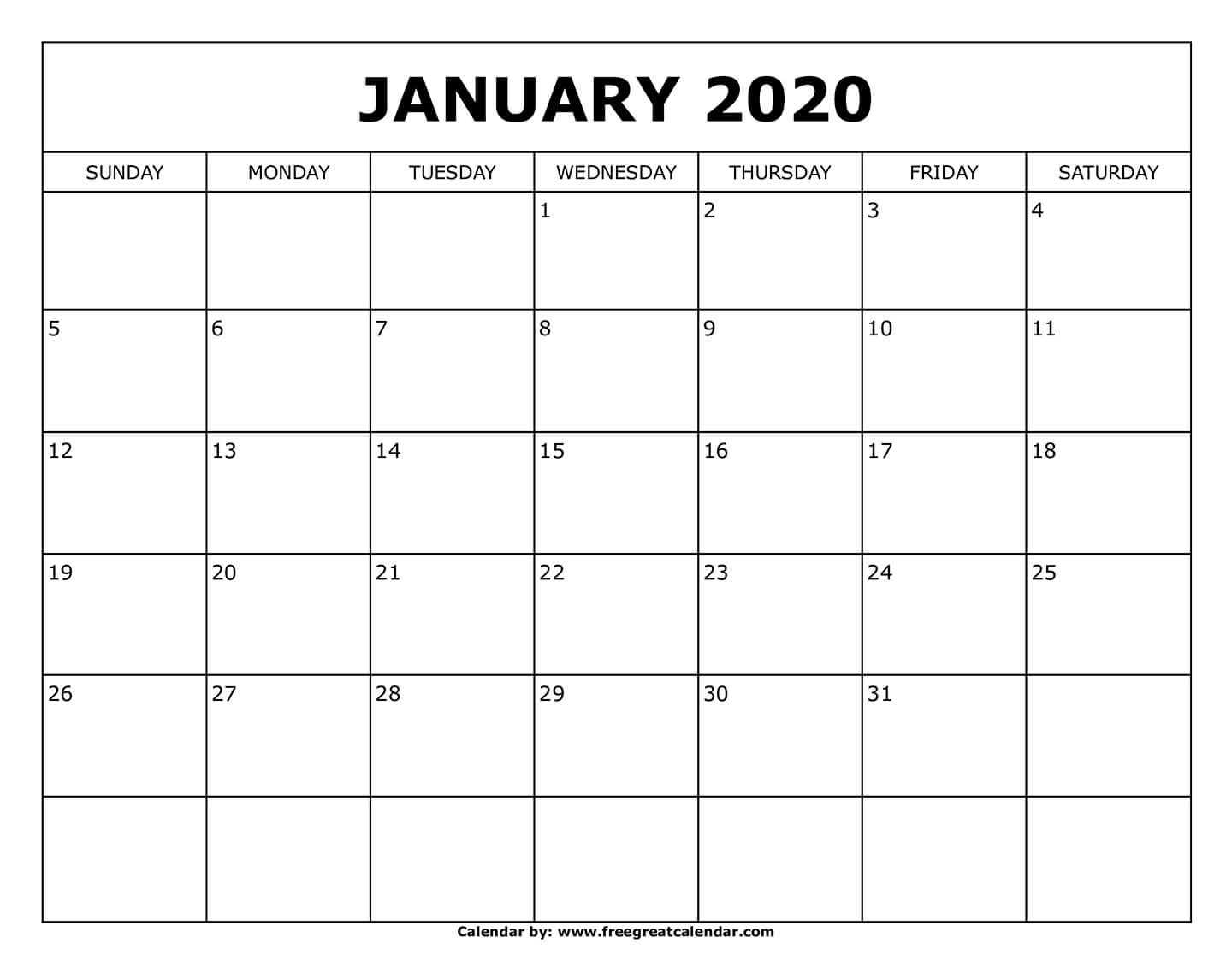 Free Printable January 2020 Calendar  365 Day Julian Calendar January