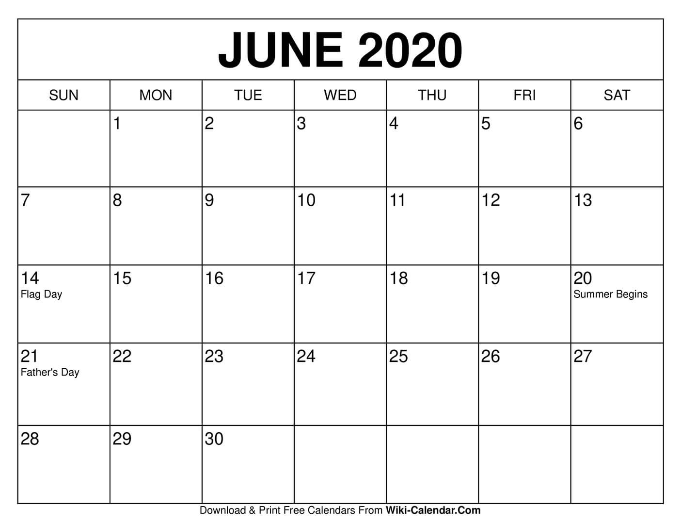 Free Printable June 2020 Calendars  June 2020-June 2021 Calendar