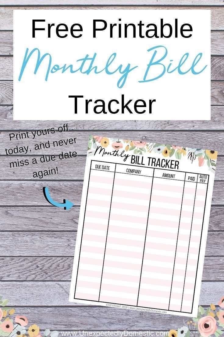Free Printable Monthly Bill Tracker (To Keep Track Of What&#039;s  Printable Monthley Bills Sheet