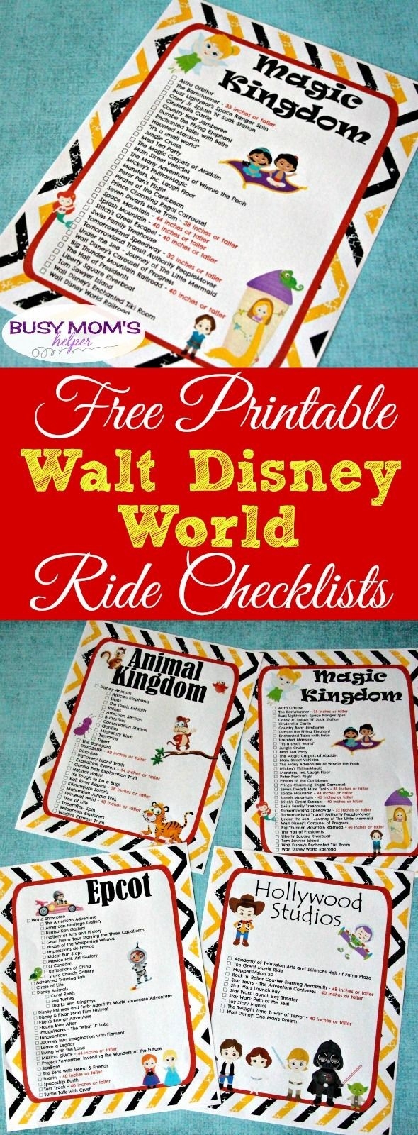 Free Printable Walt Disney World Ride Checklists | Walt  Printable List Of Disney World Rides 2020