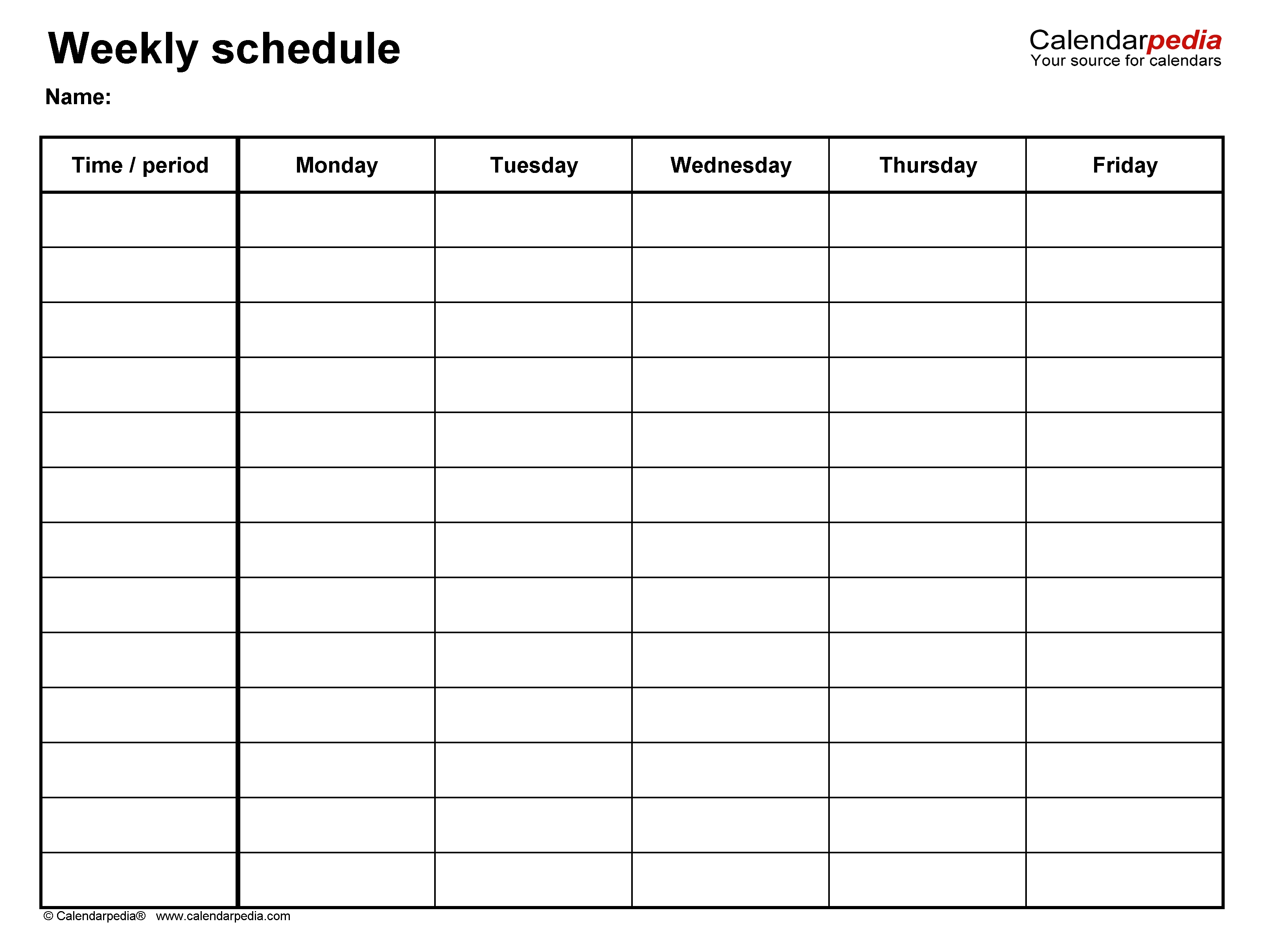 7 Day Weekly Chart Printable Template Calendar Design