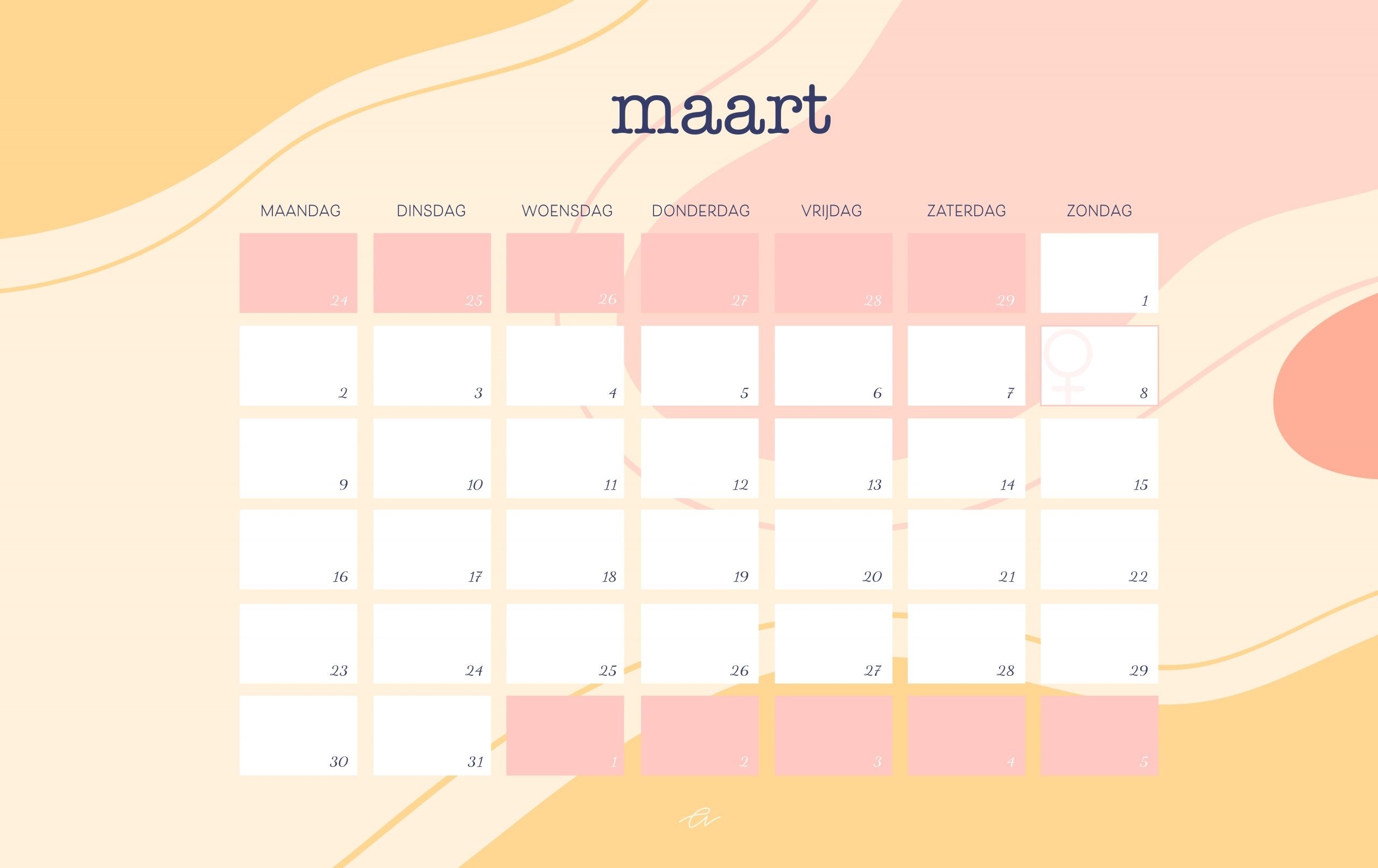 Freebie - Kalender Maart - Anne-Loes Huizing  Kalender Maart 2020