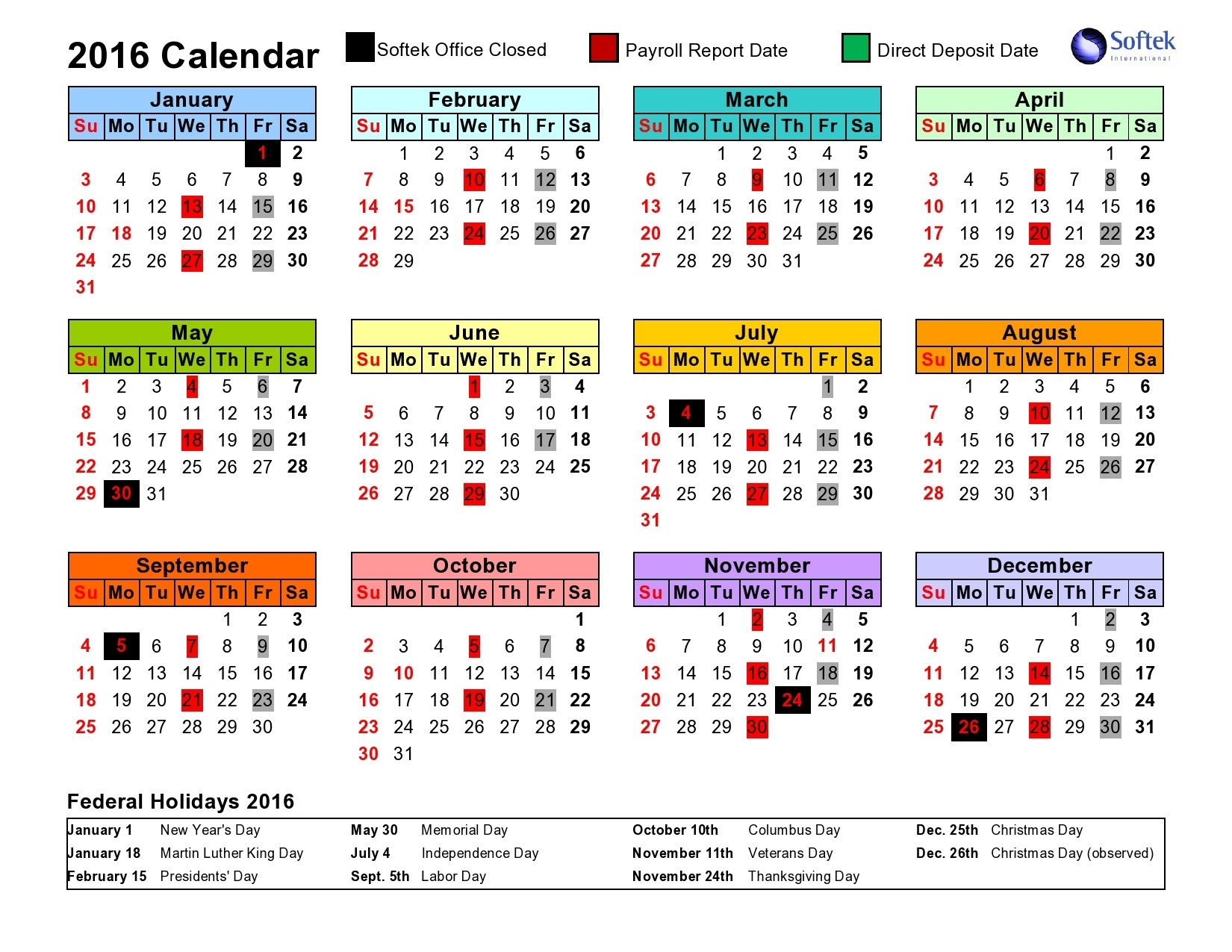 2020 Federal Payroll Calendar Printable - Template ...