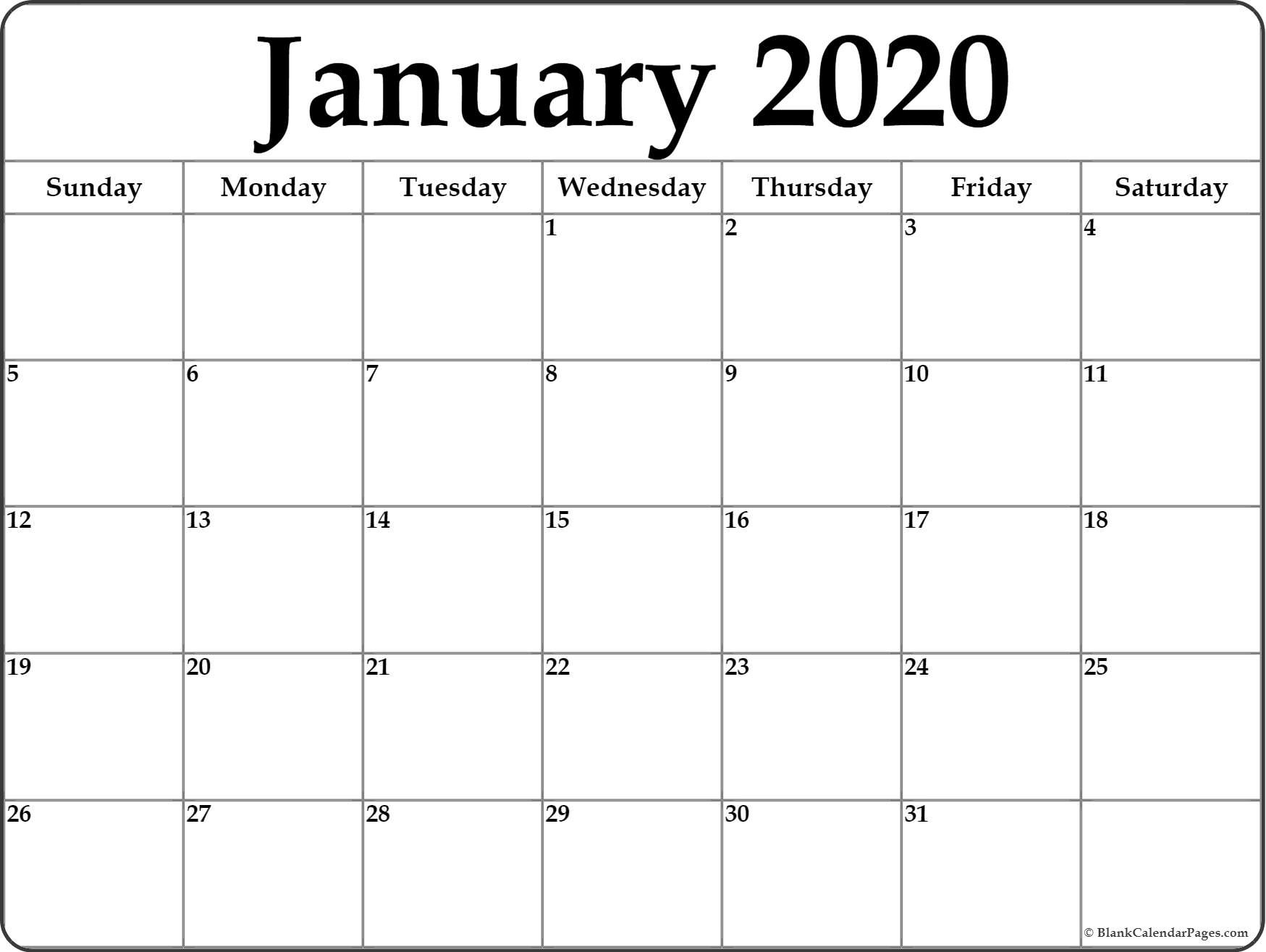 January 2020 Calendar | Free Printable Monthly Calendars  Blank Monthly Calendar Printable