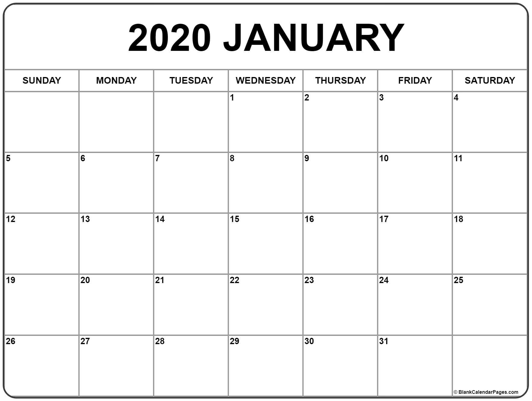 January 2020 Calendar | Free Printable Monthly Calendars  Blank Monthly Calendar Printable