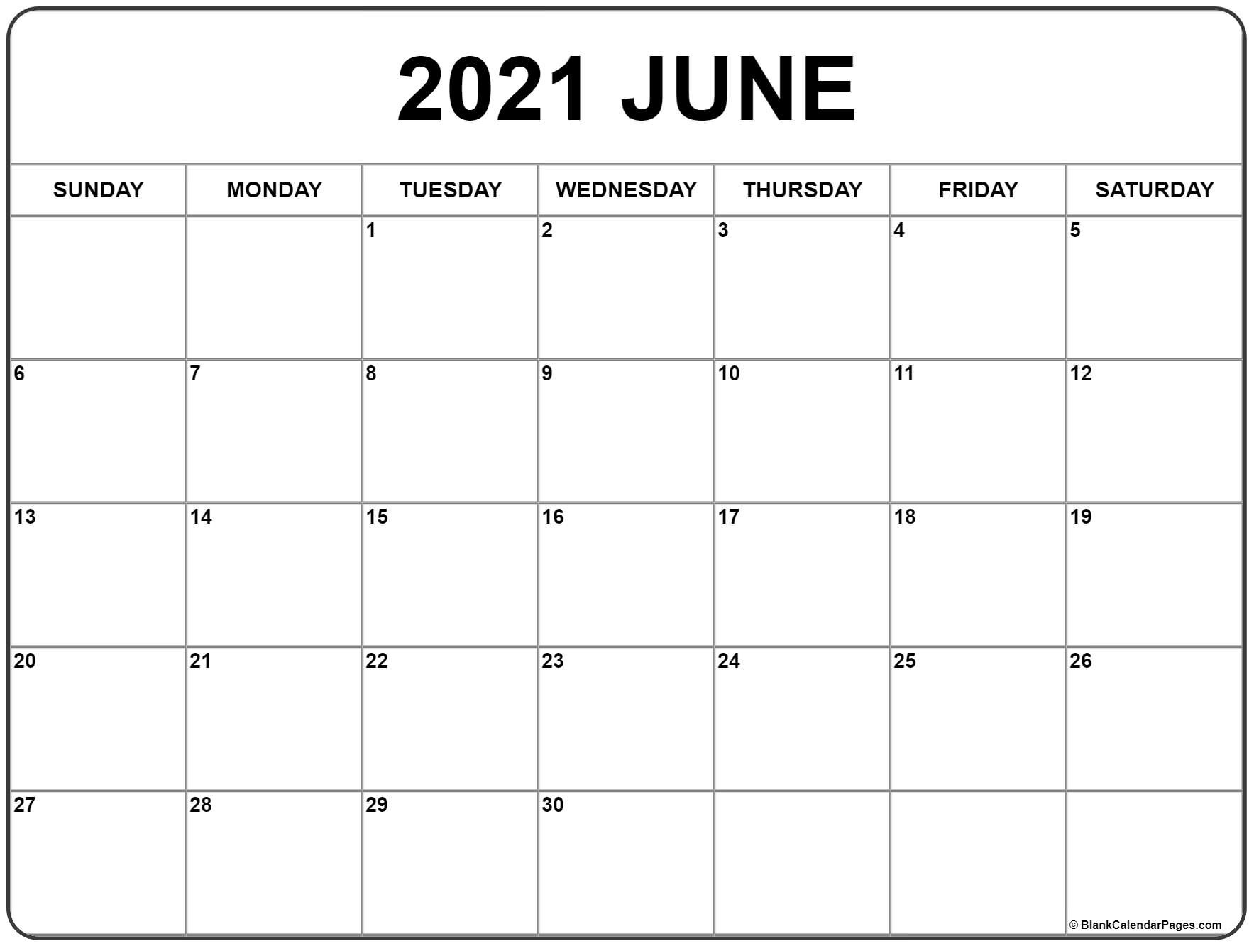 June 2021 Calendar | Free Printable Monthly Calendars  2021 Calendar Printable