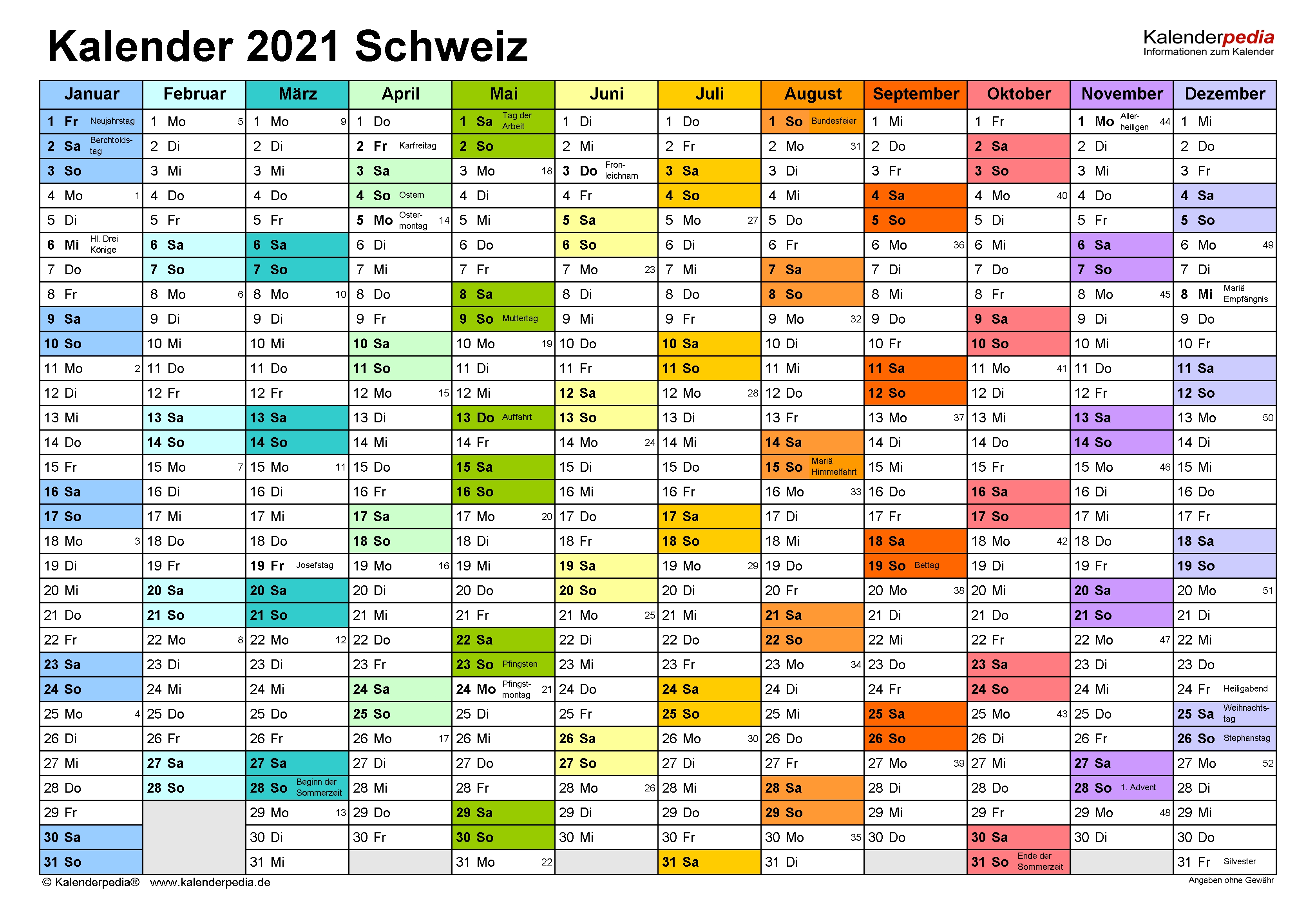 Kalender 2021 Schweiz Zum Ausdrucken Als Pdf  Kalender 2021 Zum Ausdrucken Kostenlos