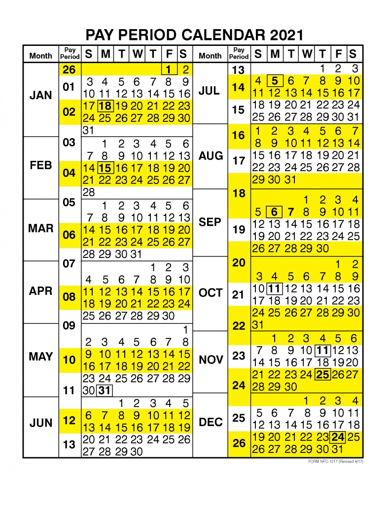 Pay Period Calendar 2021Calendar Year – Free Printable  2020 Federal Payroll Calendar Printable