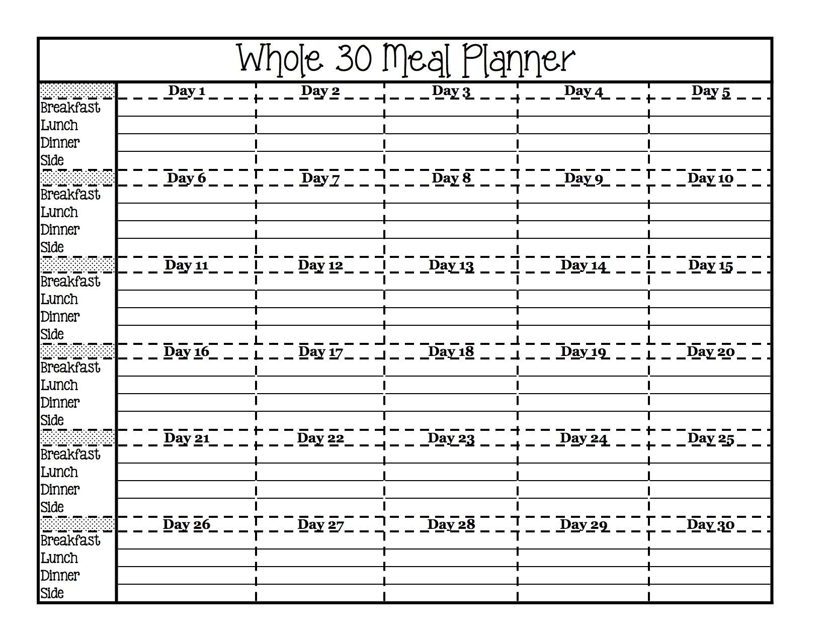 Preparing Your Whole30: Free Printables (Fit Your Whole Meal  30 Day Planner Template
