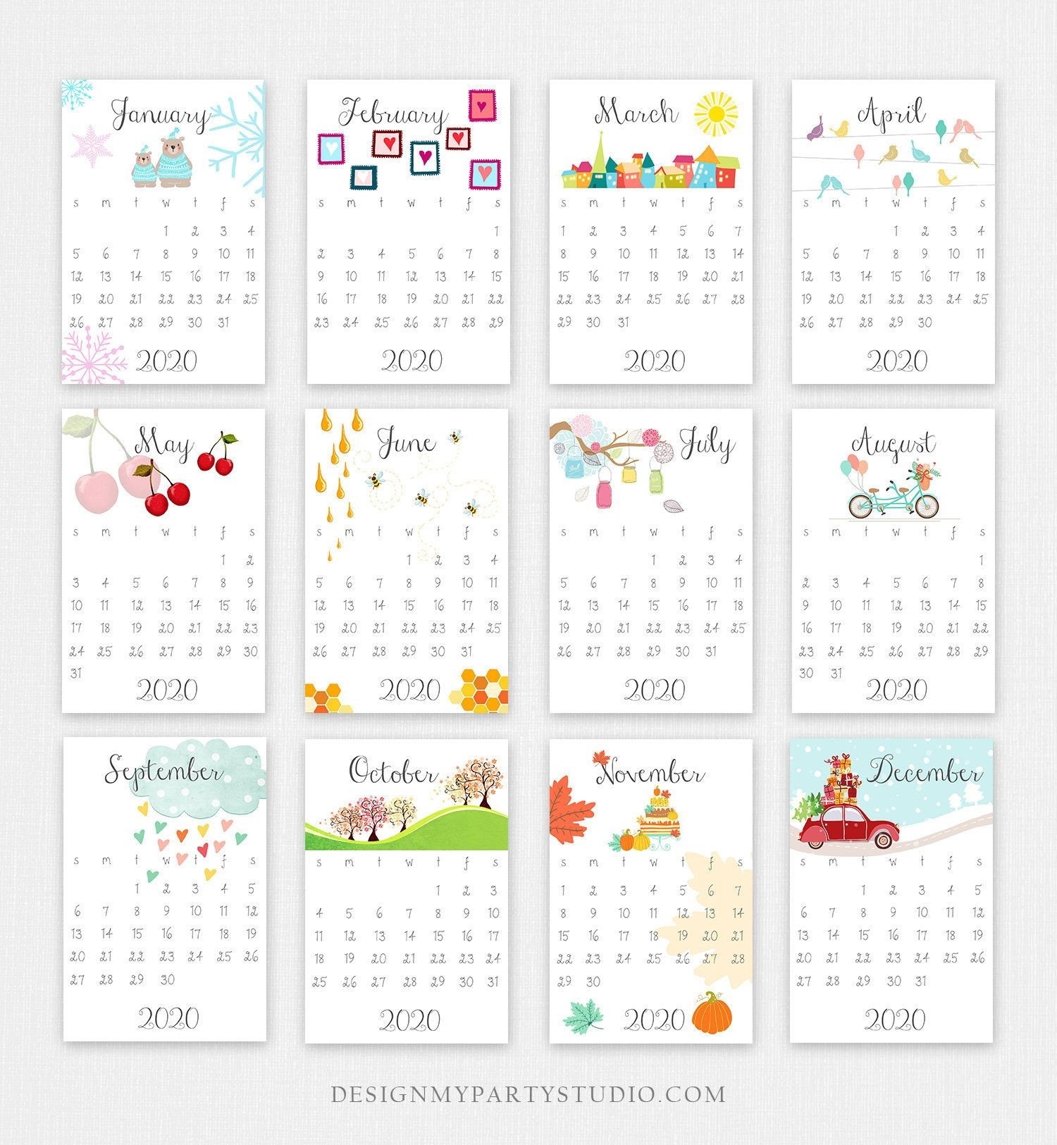 Free 4X6 Printable Calendar 2020 Template Calendar Design