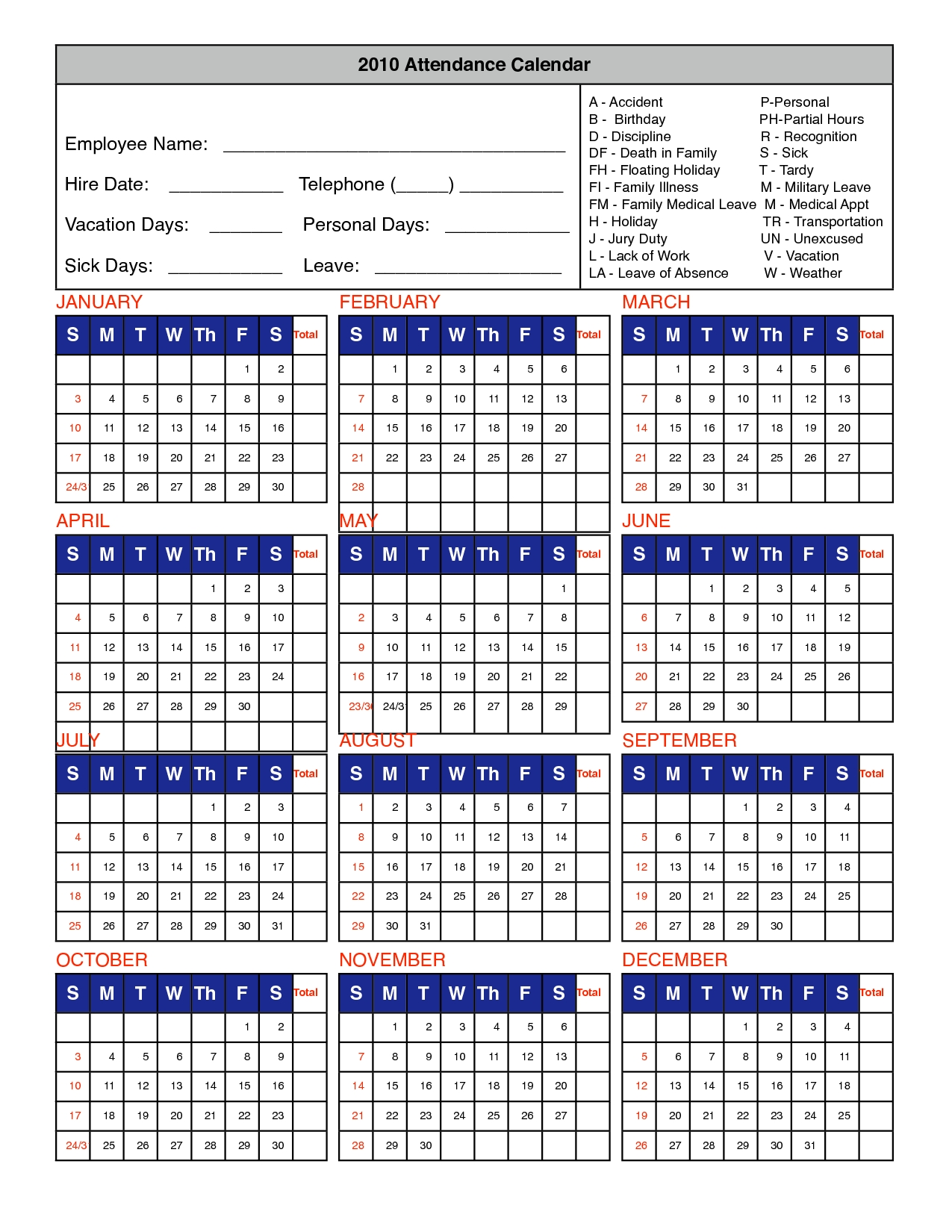 Printable Attendance Calendar 2016 Employee Attendance  March 2020 Homeschool Attendence Tracker