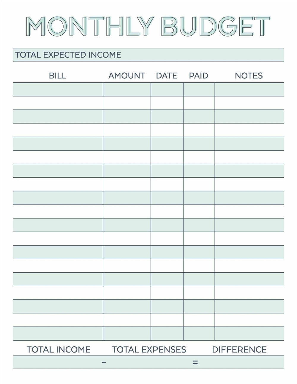 Printable Blank Hourly Income Worksheet | Beauty Calendar  Free Blank Printable Monthly Bill Template
