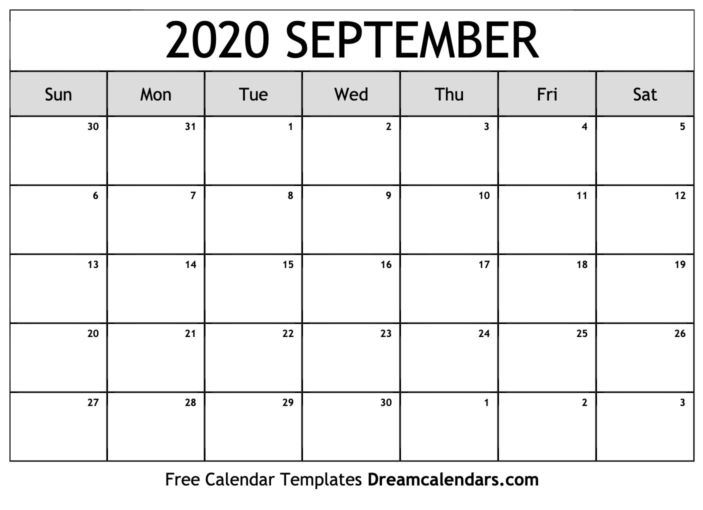 Printable September 2020 Calendar  2020 Calendar September To November