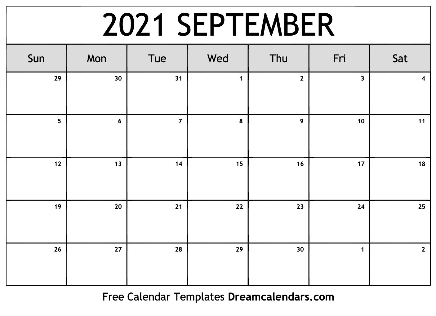 Printable September 2021 Calendar  2021 Calendar Printable