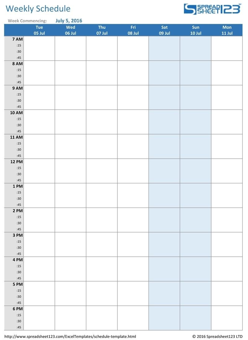 Printable Time Slots - Template Calendar Design