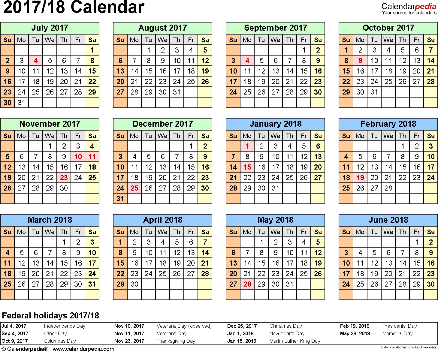 Split Year Calendars 2017/2018 (July To June) - Pdf Templates  Fy 18/19 Calendar Australia
