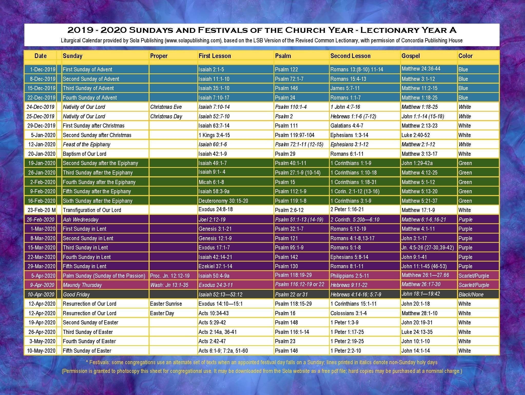 Revised Common Lectionary Readings For 2024 Korie Mildred