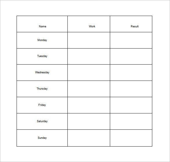 Weekly Chore Chart Printable - Akali  7 Day Weekly Chart Printable