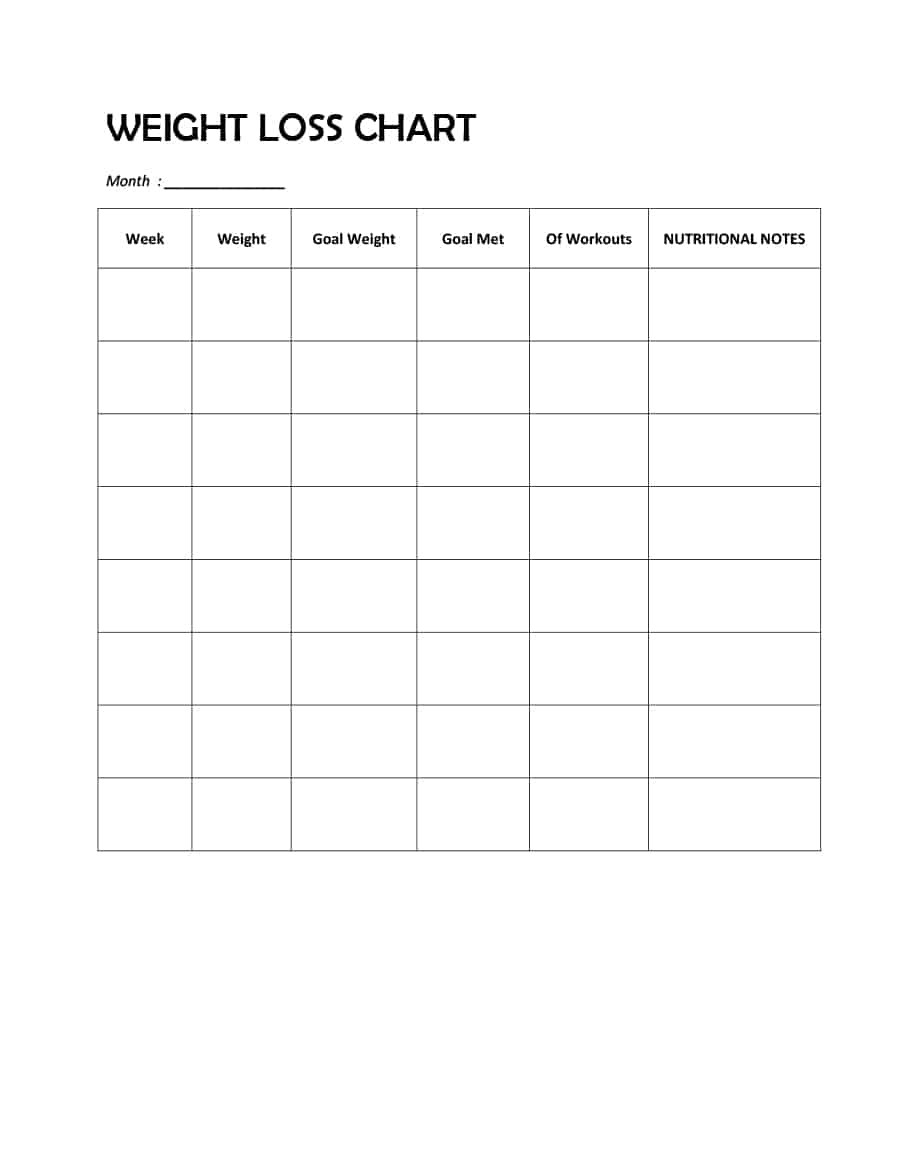 Weight Loss Tracker Sheet Tracking Spreadsheet Printable  Fitness Challenge Tracker Templates