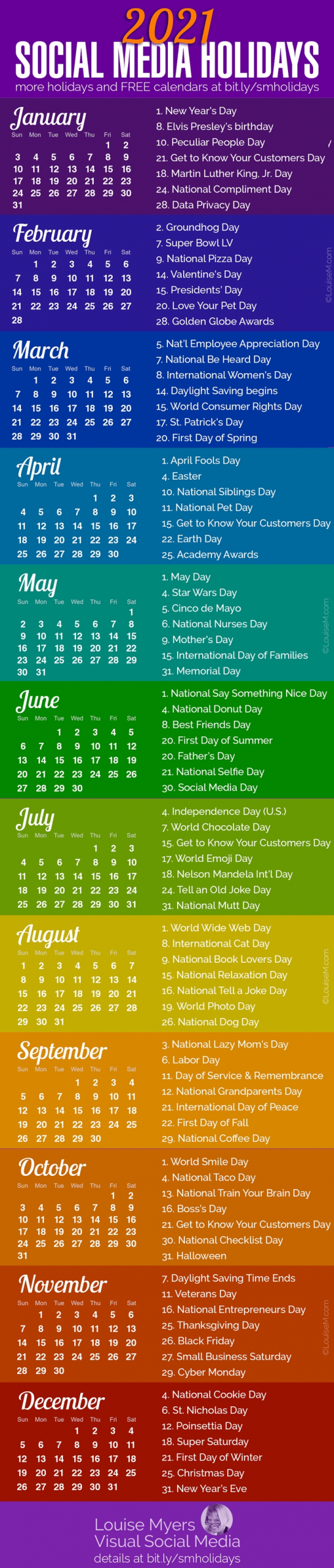 100+ Social Media Holidays You Need In 2020-21: Indispensable!  Printable National Day List 2020