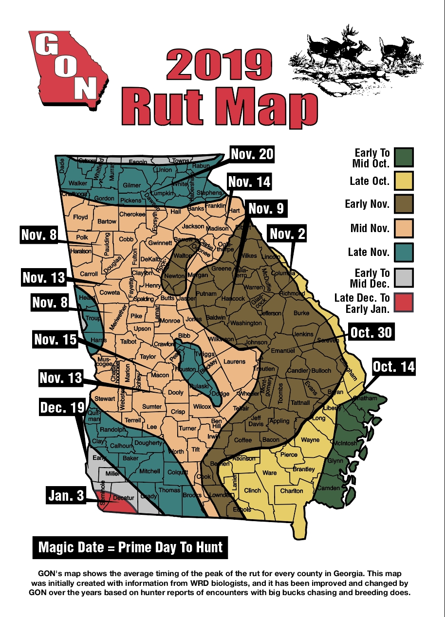 2019 Georgia Rut Map  When Is The Deer Rut In Ga