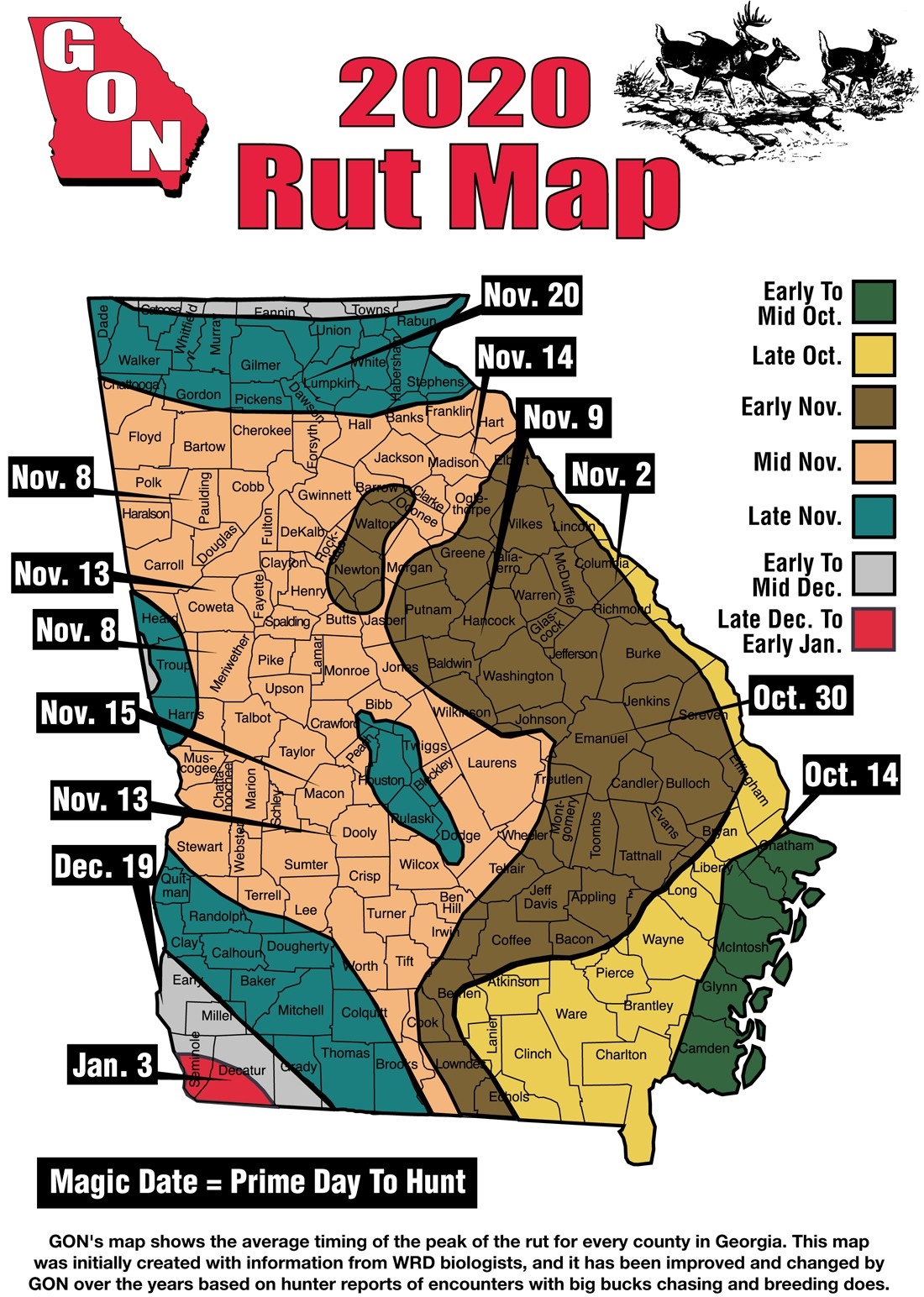 2020 Georgia Rut Map  Deer Rut For Ga 2021