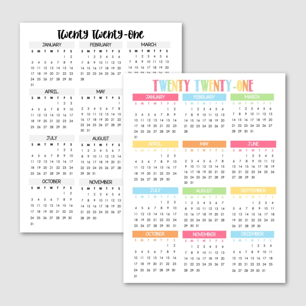 2021 Year-At-A-Glance Free Printable — Krafty Planner In  Printable 2021 Year Grid Style