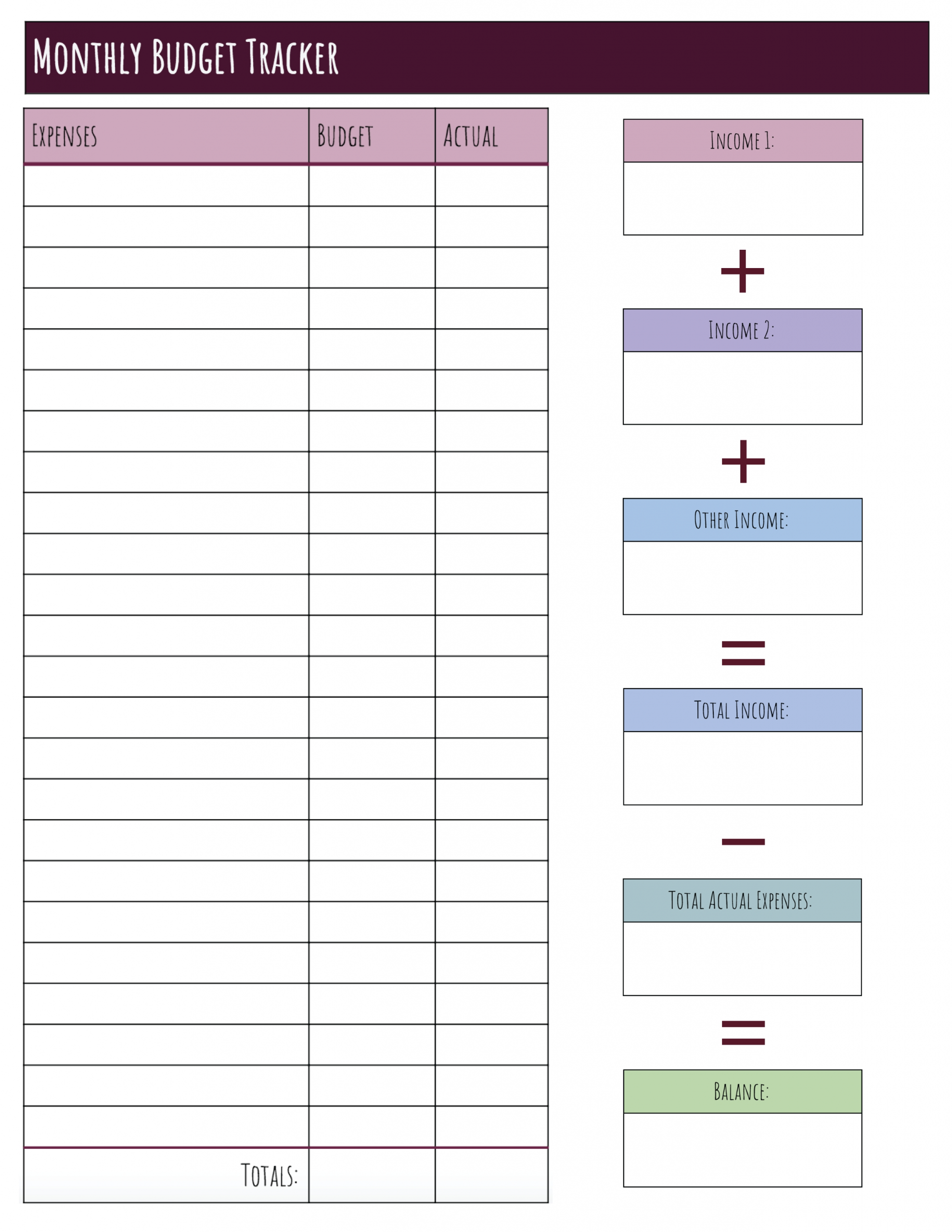 3 Monthly Budget Form Templates Printable In Pdf  Monthly Bill Worksheet Pdf