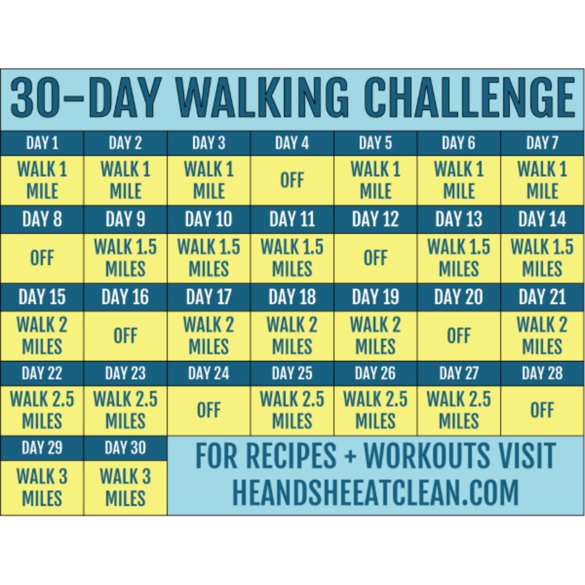 30-Day Walking Challenge With Printable Tracking Chart  30 Day Challenge Exercise Chart Printable