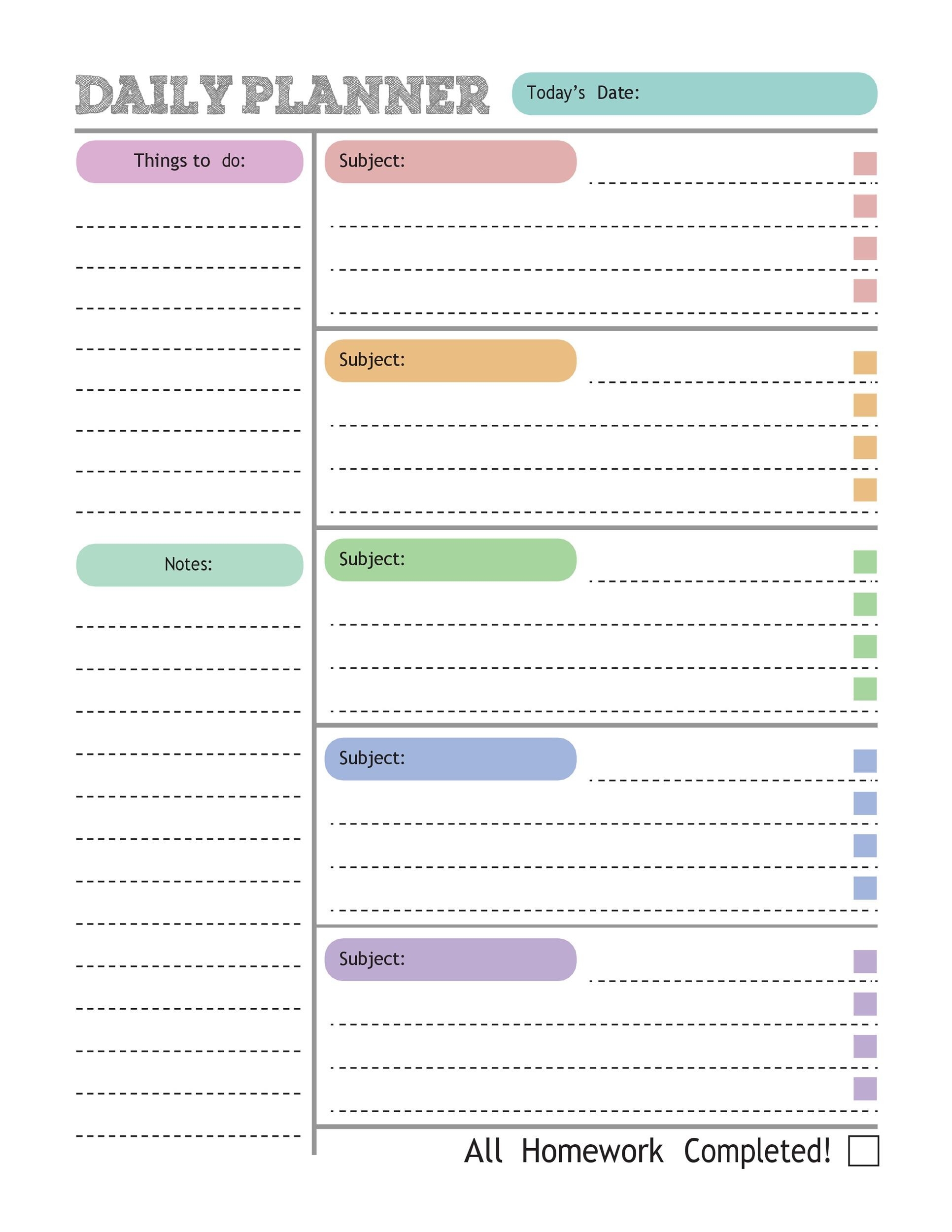 37 Printable Homework Planners (Only The Best) ᐅ Templatelab  Homework Templates Free