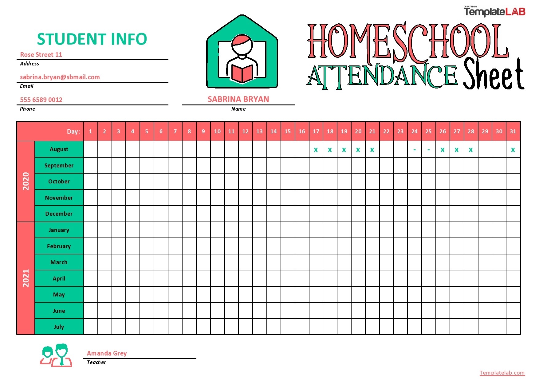 Free Printable Attendance Chart Template