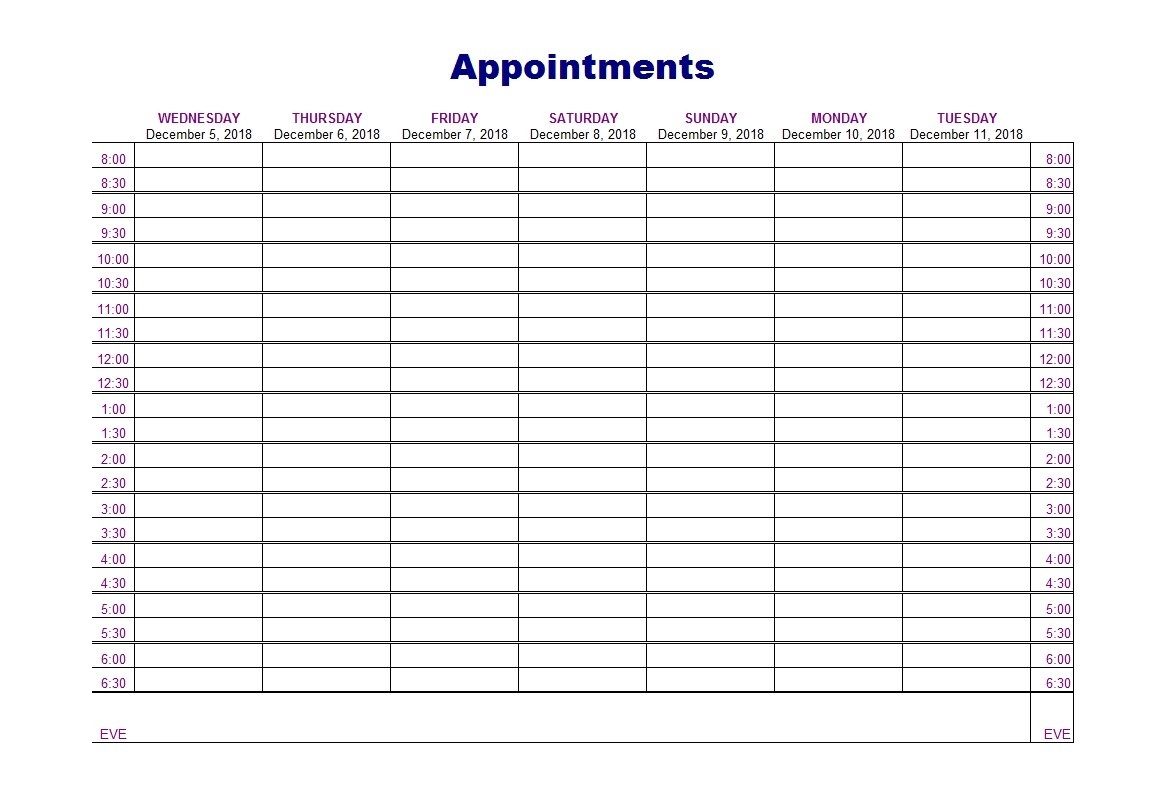 45 Printable Appointment Schedule Templates [&amp; Appointment  Printable Calendar For People To Make Appointments