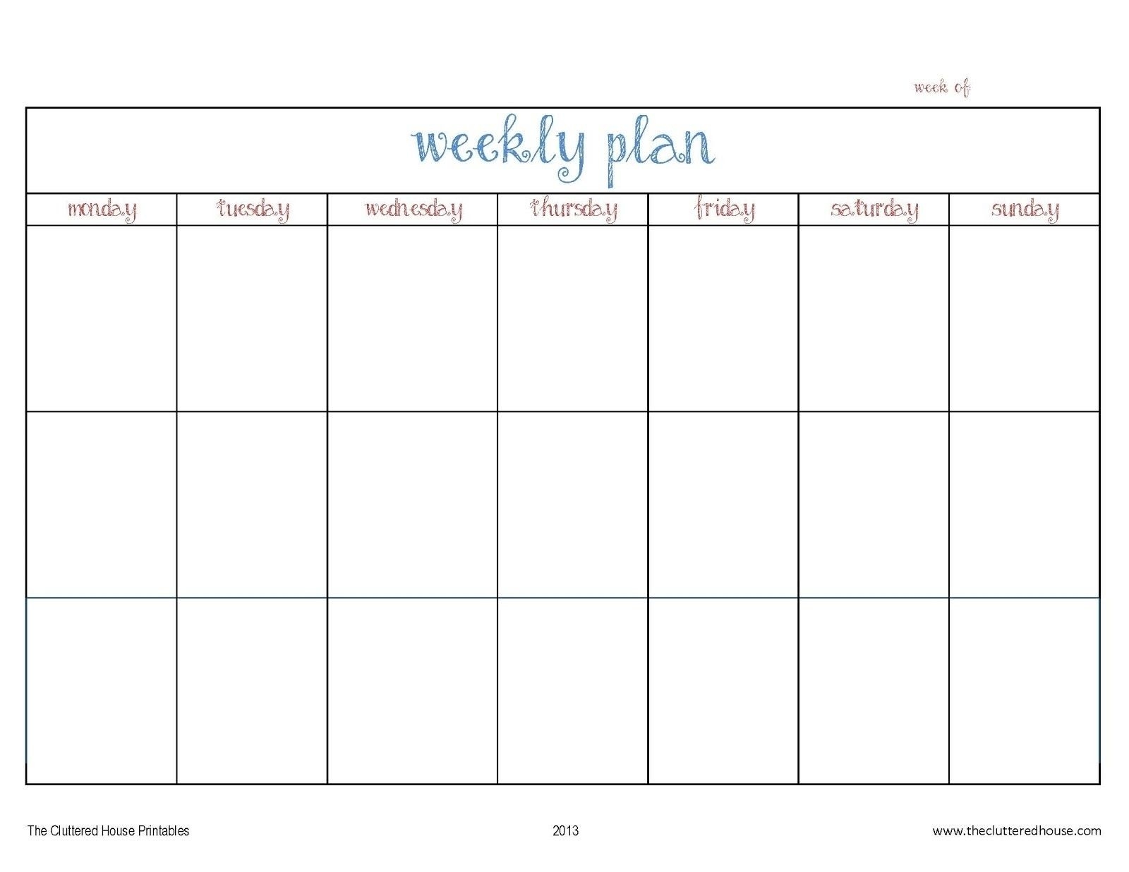 7 Day Weekly Planner Template Printable – Template Calendar  Planners 7 Days Printable