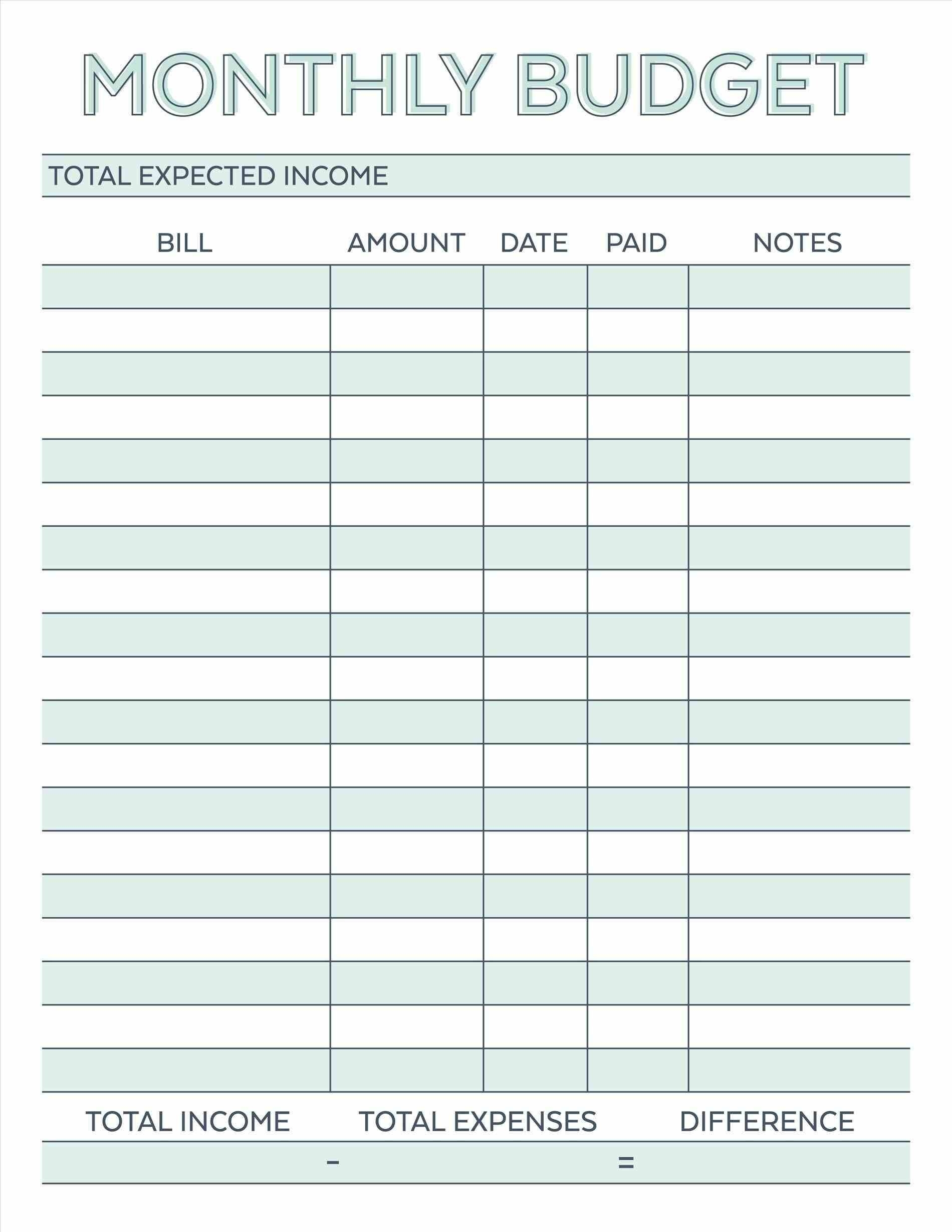 7 Simple Monthly Budget Template | Every Last Template  Free Downloadable Monthly Payment Spreedsheet