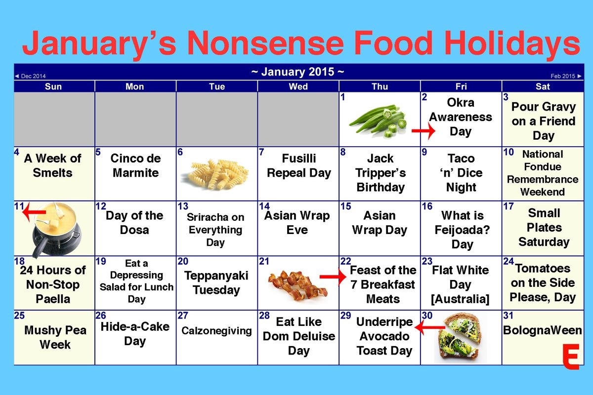 A Guide To January&#039;S Nonsense Food Holidays - Eater  Food Of The Day Calendar