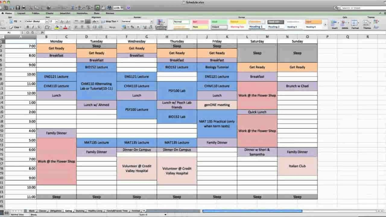 A One Series Production: How To Make A Weekly Calendar  Excel Calendar Week