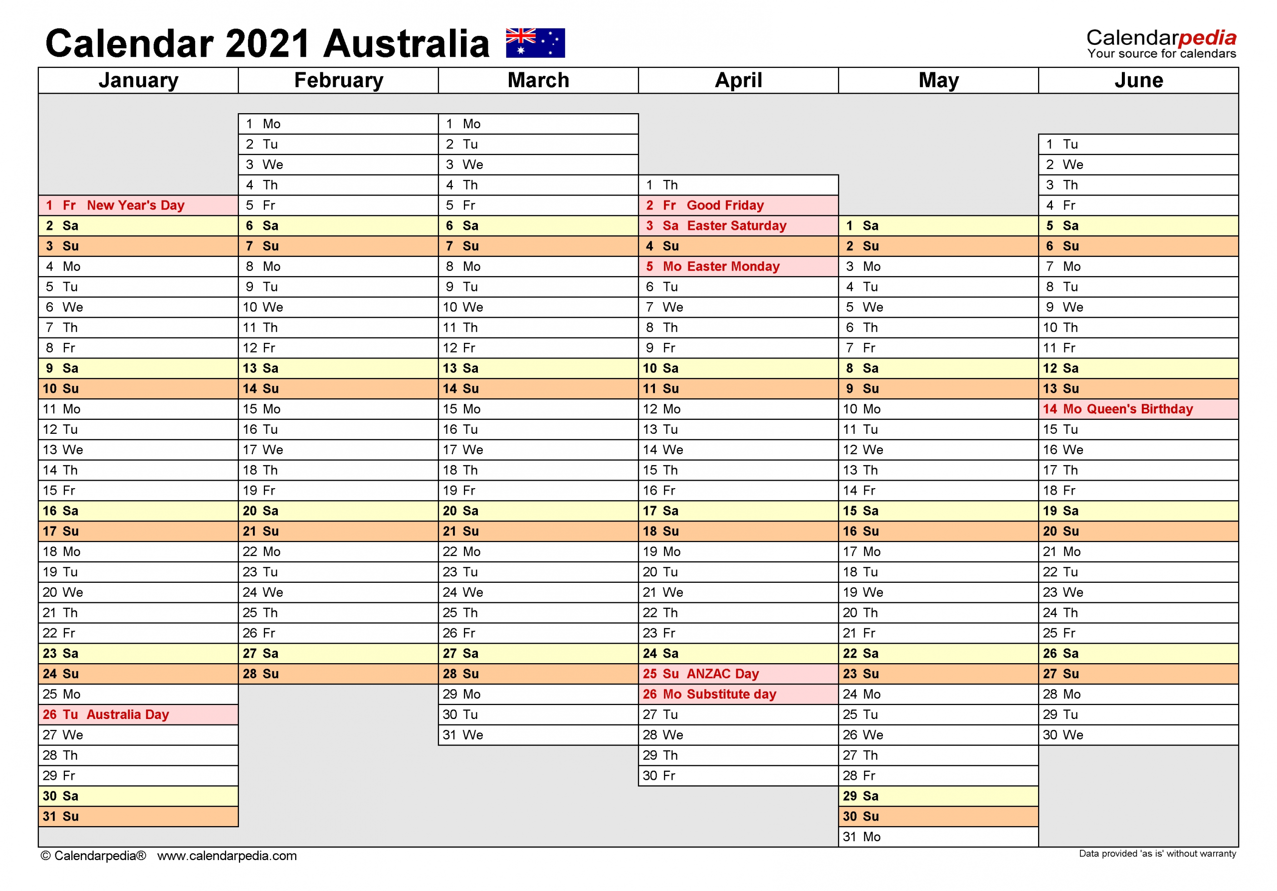 Australia Calendar 2021 - Free Printable Pdf Templates  2021 To 2021 Financial Year Calender Australia