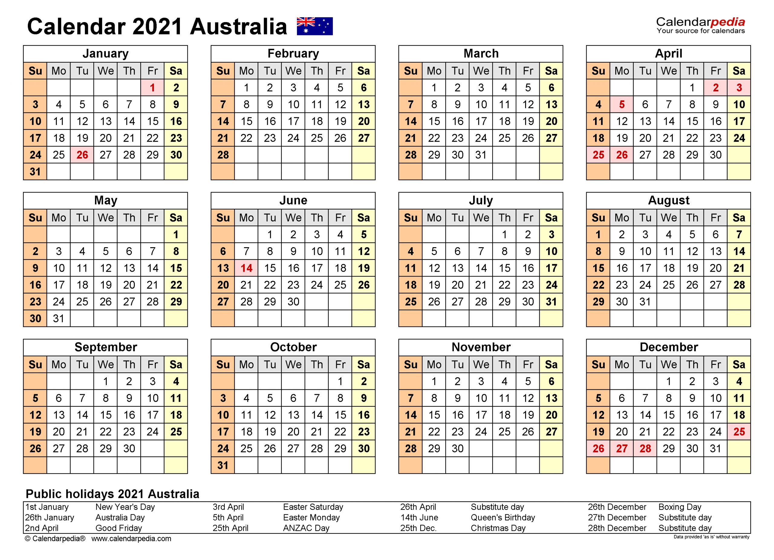 Australia Calendar 2021 - Free Printable Pdf Templates  Fiscal Calendar Australia 2021