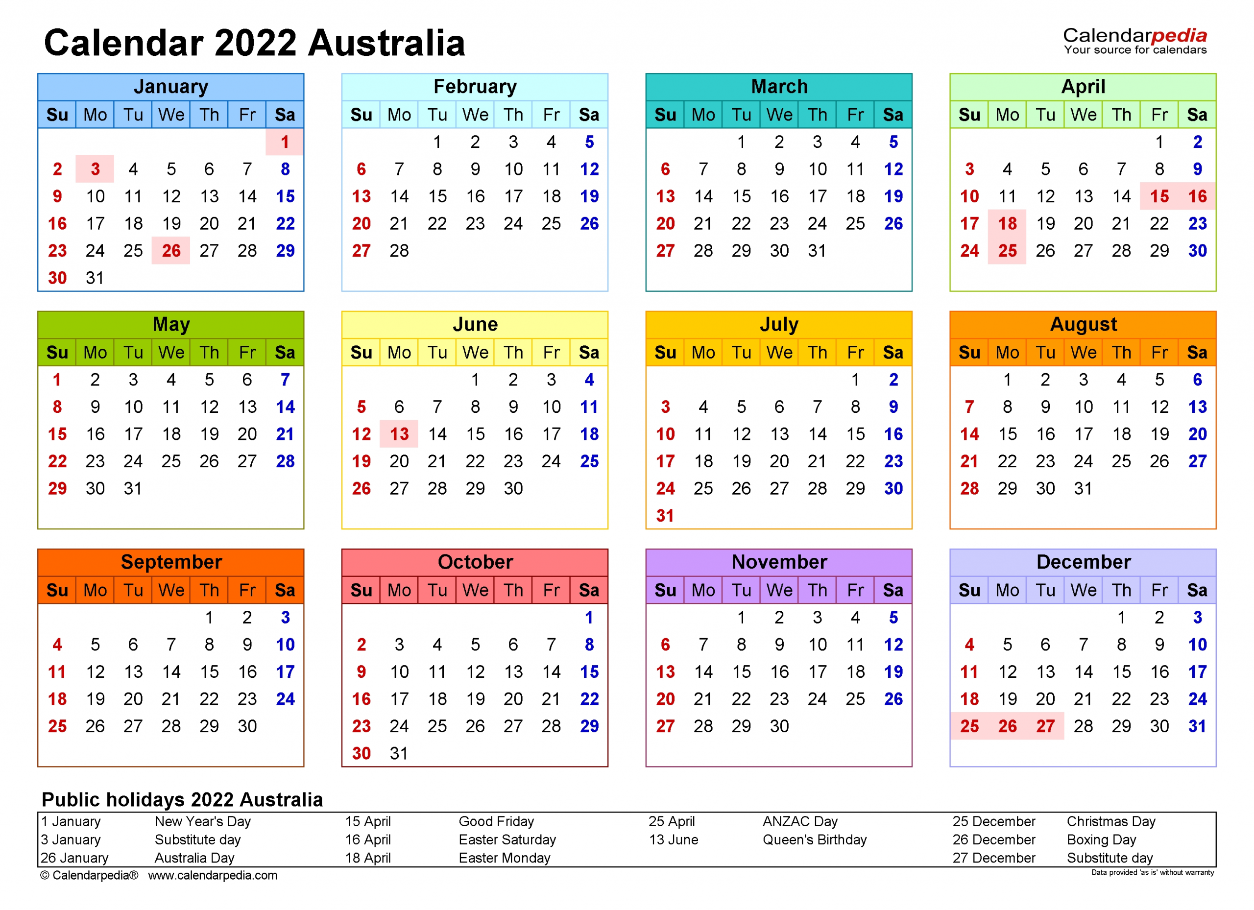 Australia Calendar 2022 - Free Printable Pdf Templates  Australia What Are The Dates For The 18/19 Financial Year