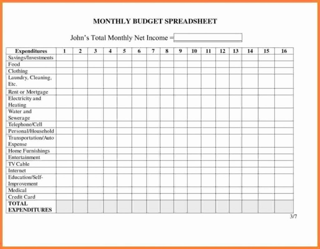 Bill Payment Budget Spreadsheet Monthly Worksheet Bills  Monthly Payment Sheet