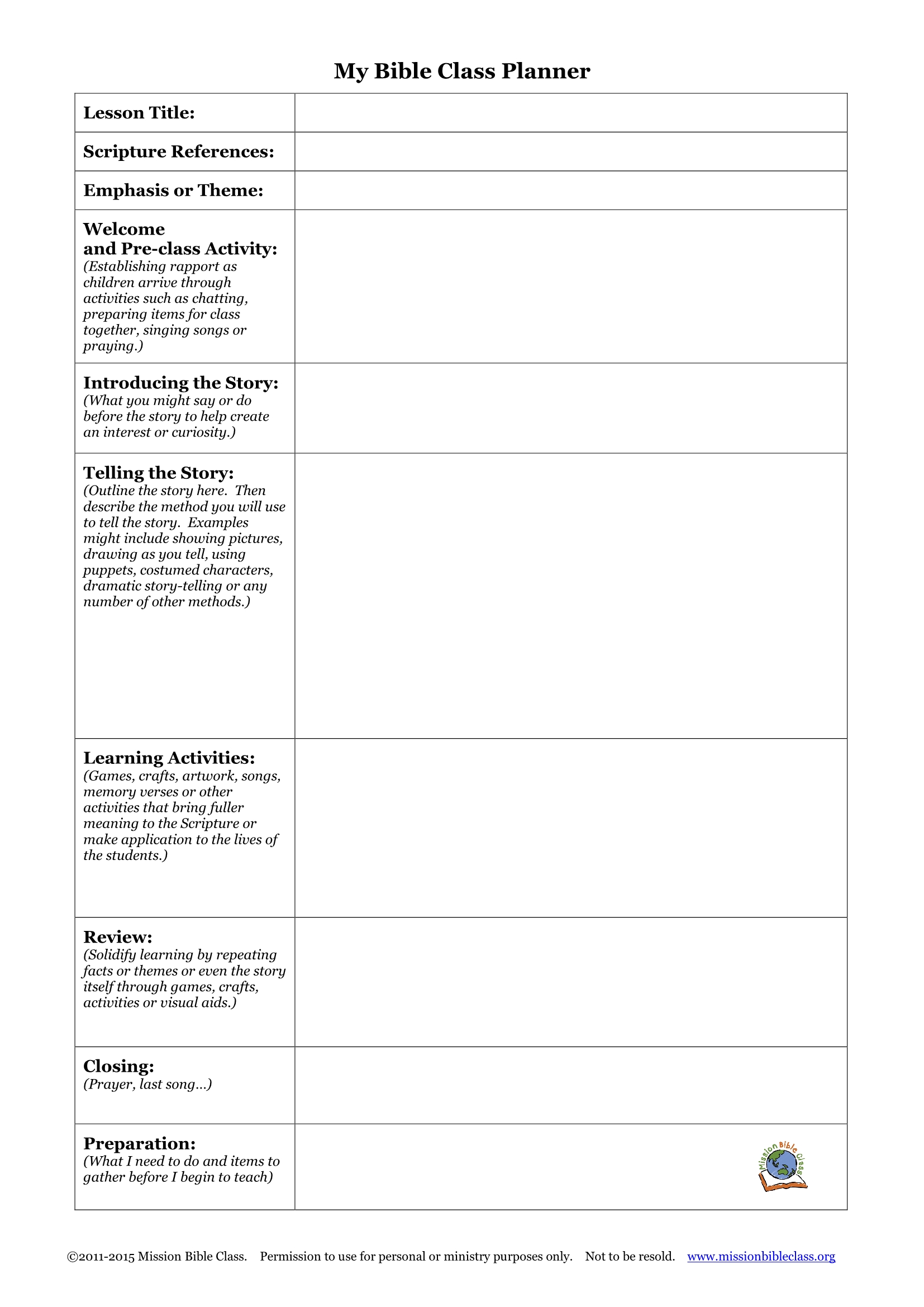 Lesson Plan Template For Church Printable Template Calendar Design