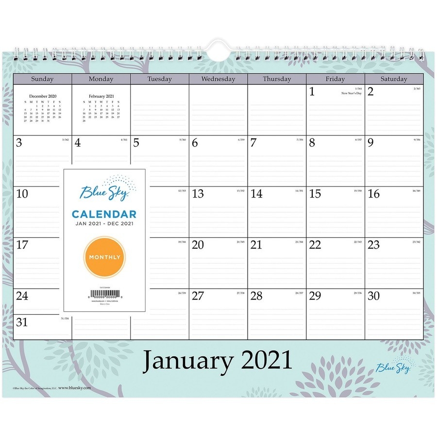 Blue Sky Rue Du Flore Wall Calendar - Julian Dates - Monthly  Military Calendar 2021, With Julian Day