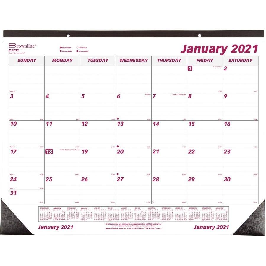 Brownline Professional Monthly Desk/Wall Calendar  Julian Day Calendar 2021