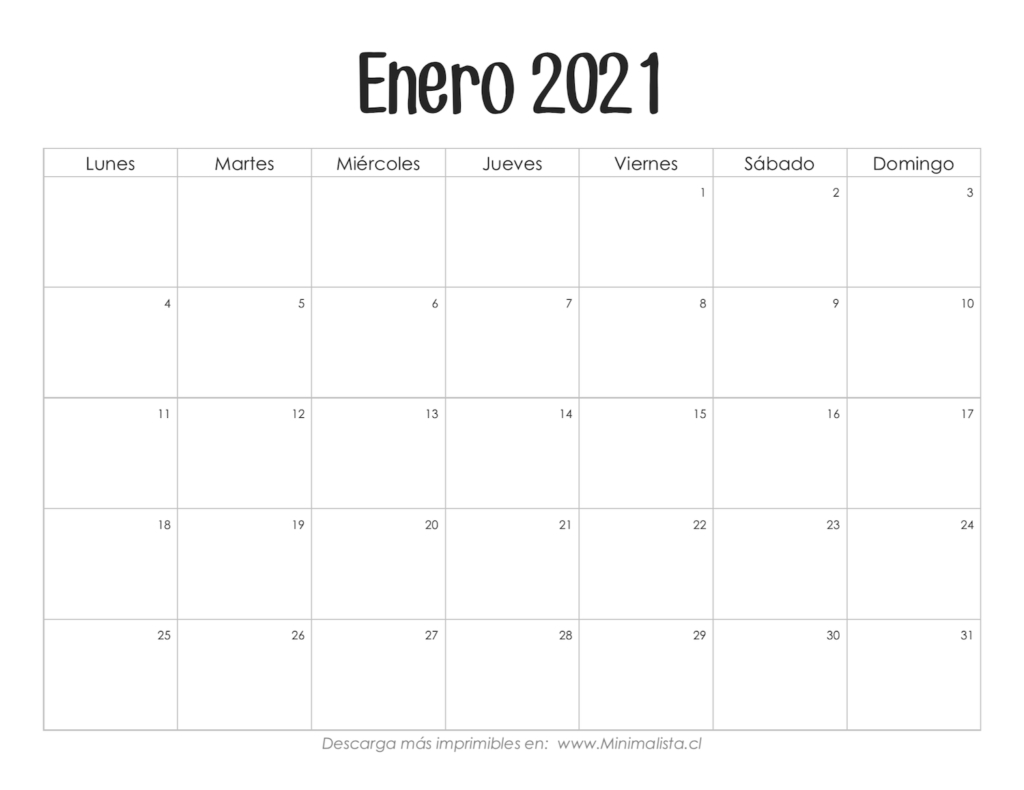 Calendarios 2021 Para Imprimir - Minimalista  Calendario Por Mes Para Imprimir 2021